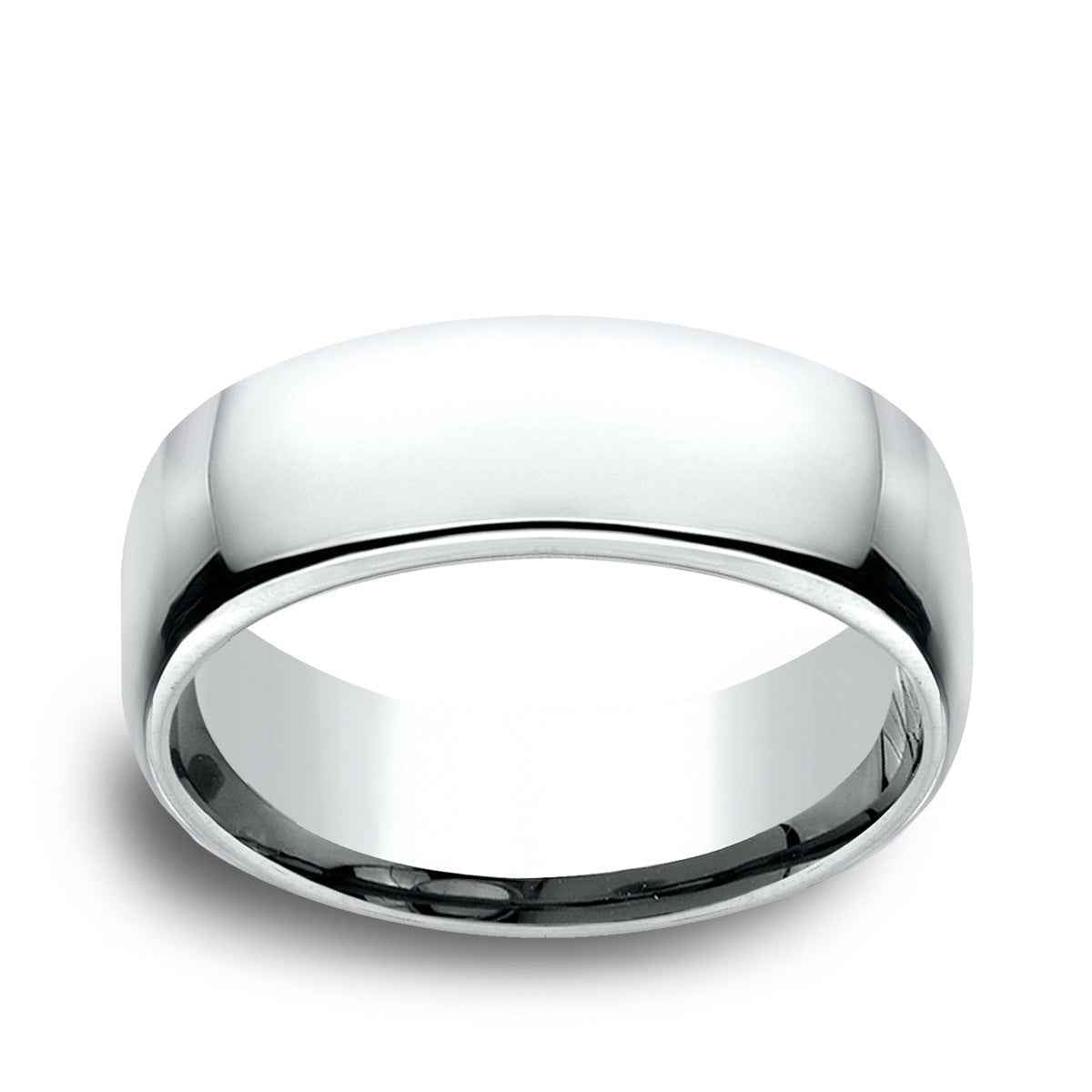 Benchmark Men's 7.5mm Euro Comfort Fit Polished Wedding Ring in 14K White Gold
