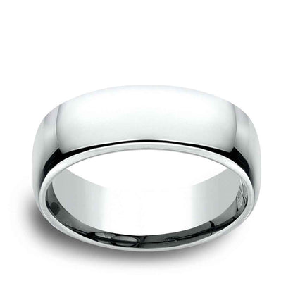 Benchmark Men's 7.5mm Euro Comfort Fit Polished Wedding Ring in 14K White Gold