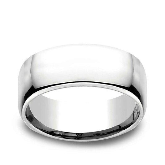 Benchmark Men's 9mm Euro Comfort Fit Polished Wedding Ring in 14K White Gold