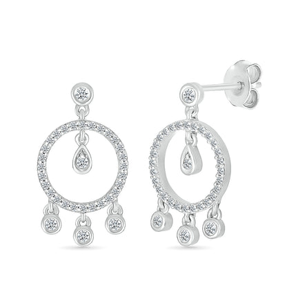 1/3 ct. tw. Diamond Circle Dangle Earrings in 10K White Gold
