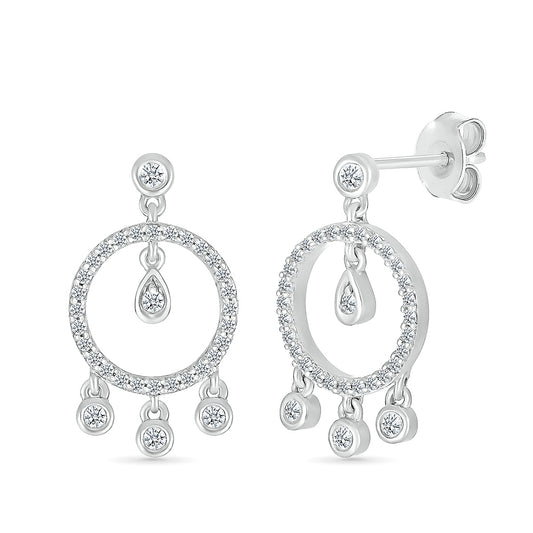1/3 ct. tw. Diamond Circle Dangle Earrings in 10K White Gold