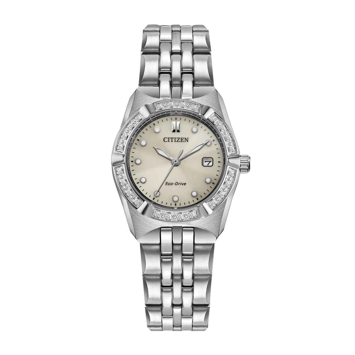 Citizen Ladies' Corso Diamond Eco-Drive Stainless Steel Watch with Taupe Dial