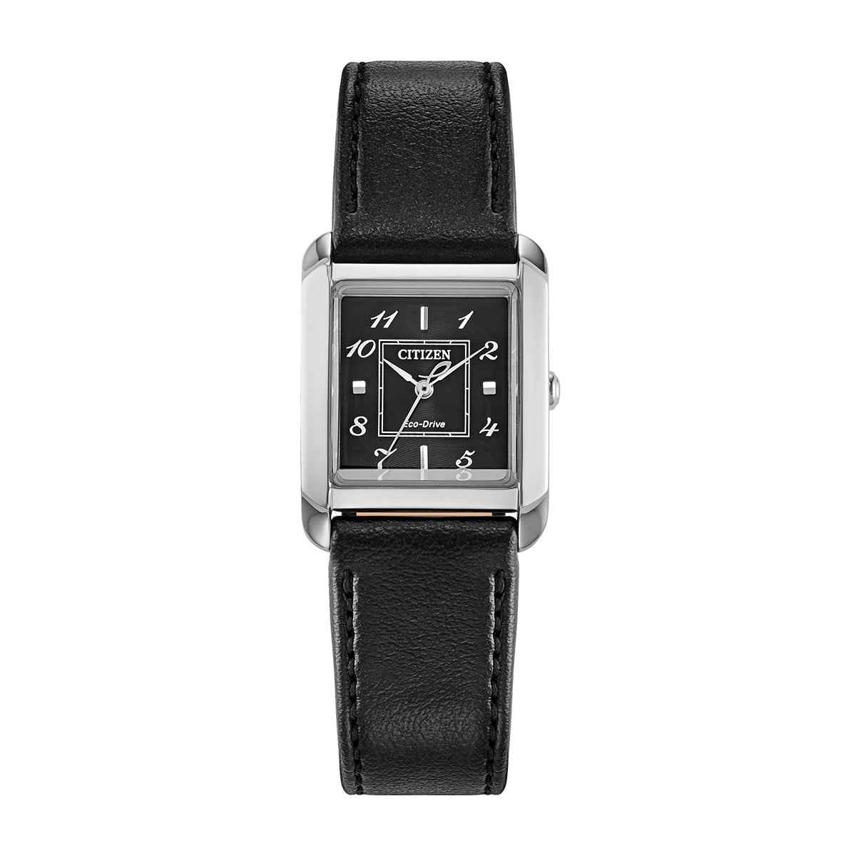 Citizen Ladies' L Bianca Eco-Drive Stainless Steel Watch with Black Dial & Leather Strap