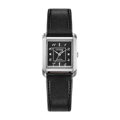 Citizen Ladies' L Bianca Eco-Drive Stainless Steel Watch with Black Dial & Leather Strap