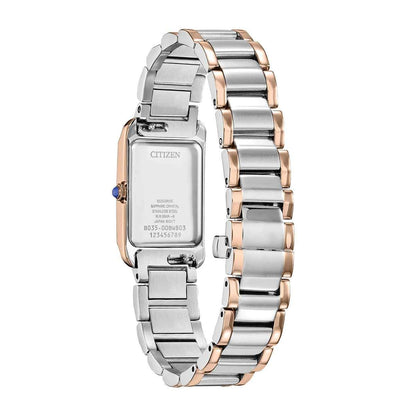 Citizen Ladies' L Bianca Eco-Drive Two-Tone Stainless Steel Watch with Mother of Pearl Dial front view