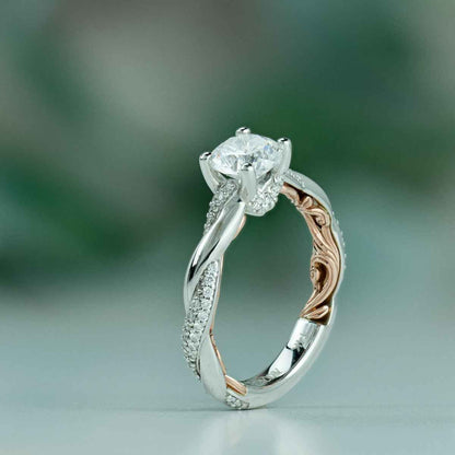 Artcarved Lyric 1/4 ct. tw. Diamond Semi-Mount Engagement Ring with Twisted Band and Inside Filigree Design close-up detail