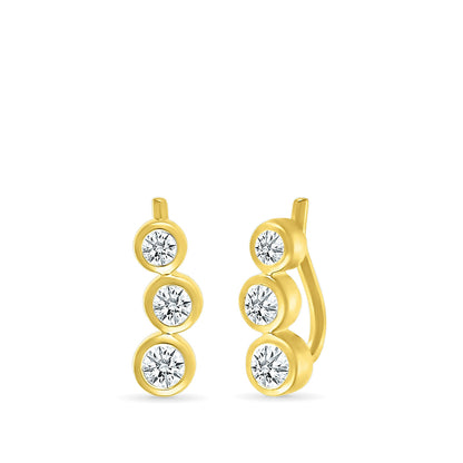 1/4 ct. tw. Diamond 3-Stone Bezel Set Ear Climber in 10K Yellow Gold