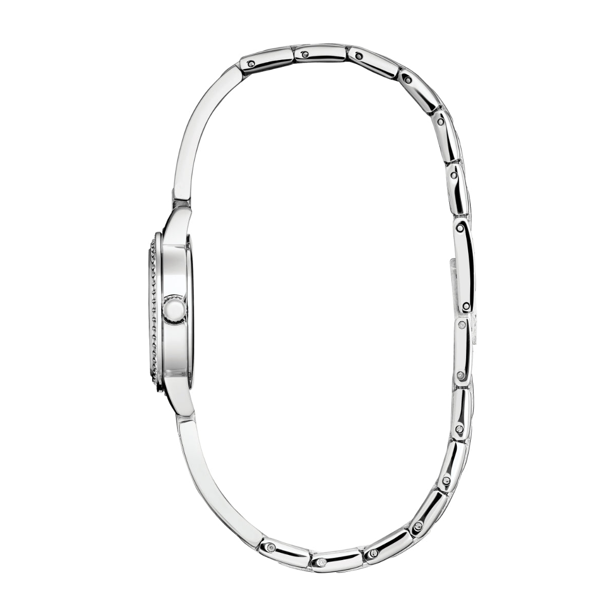 Citizen Ladies' Classics Stainless Steel Watch with White Dial & Crystal Accents front view