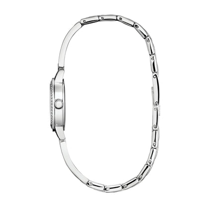 Citizen Ladies' Classics Stainless Steel Watch with White Dial & Crystal Accents front view