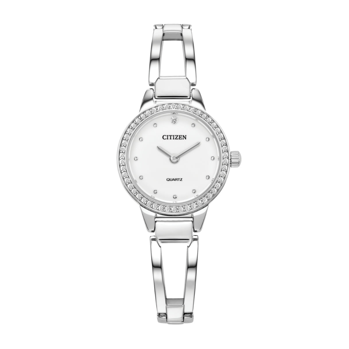 Citizen Ladies' Classics Stainless Steel Watch with White Dial & Crystal Accents