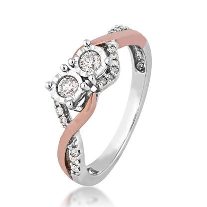 2BeLoved 1/4 ct. tw. 2-Stone Diamond Anniversary Ring in 10K Two-Tone Gold - RP-1273-A66 10T front view