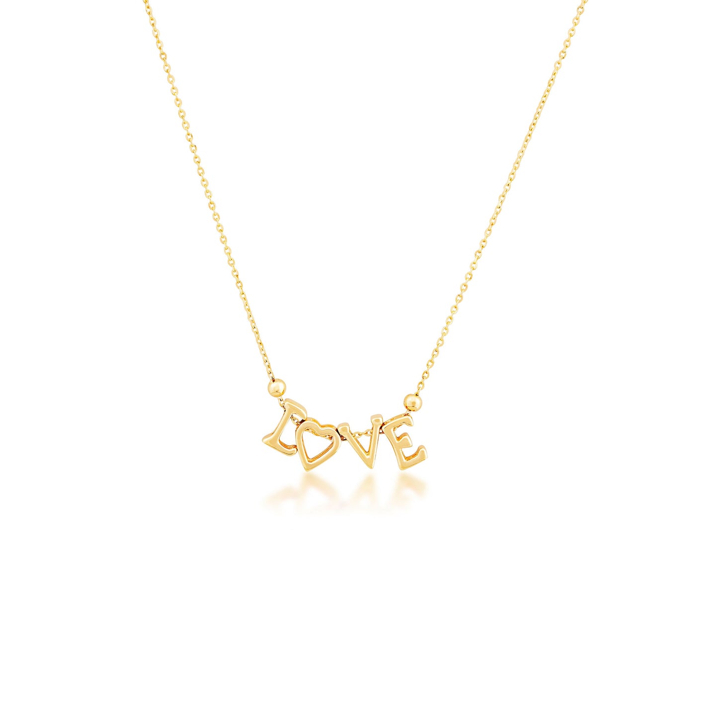 18-inch 'Love' Bead Fashion Necklace in 10K Yellow Gold