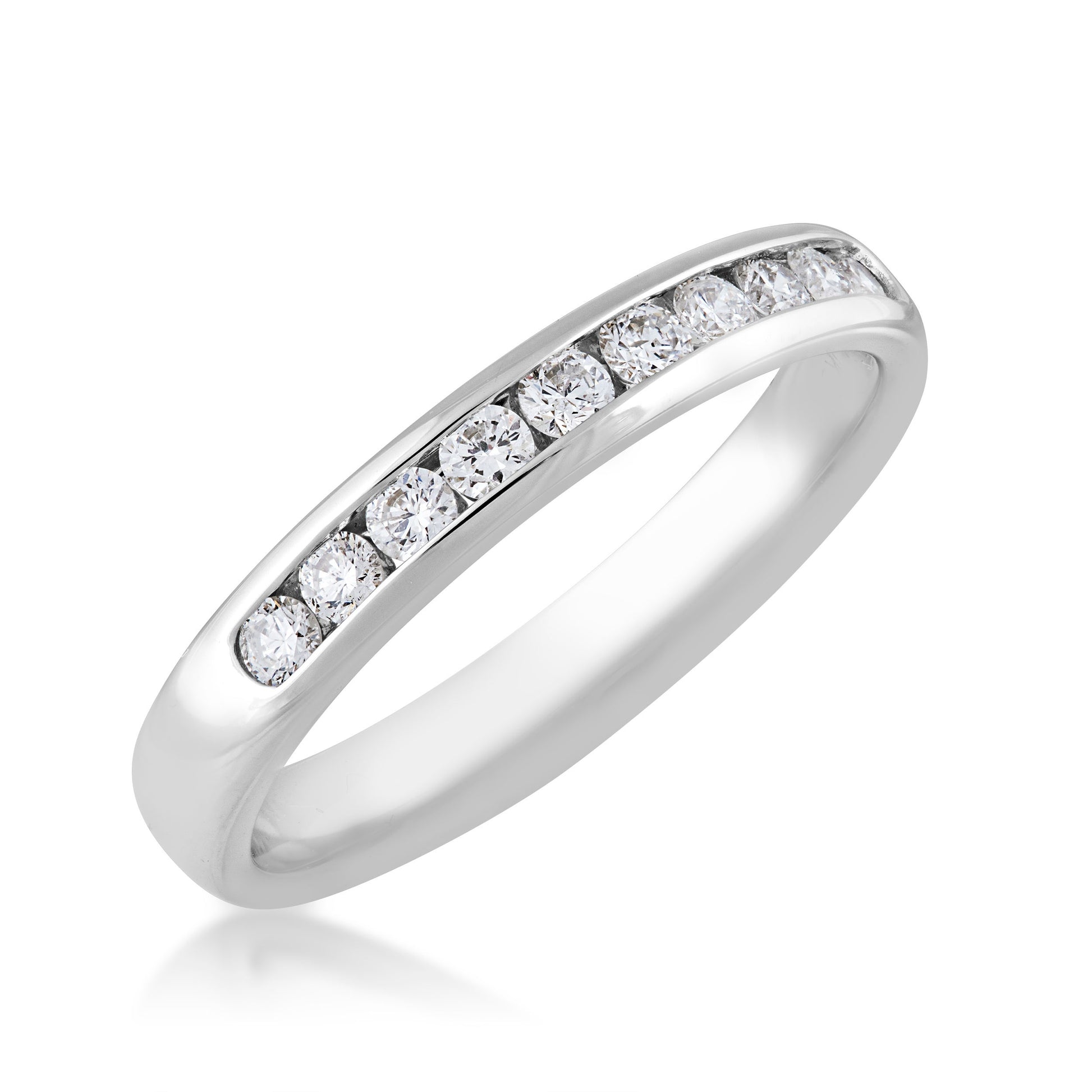 1/3 CT. TW. Round Diamond Channel Set Anniversary Ring in 14K White Gold front view