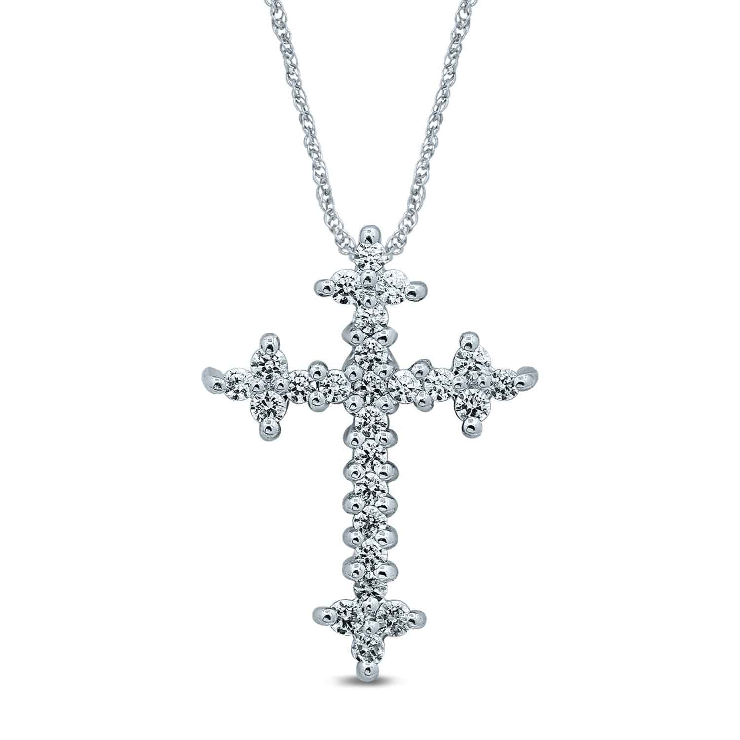 1/2 ct. tw. Diamond Cross Fashion Pendant in 10K White Gold