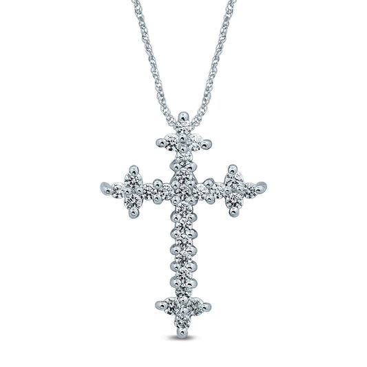 1/2 ct. tw. Diamond Cross Fashion Pendant in 10K White Gold