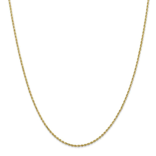 1.8mm 18-inch Solid Diamond Cut Rope Chain 10K Yellow Gold