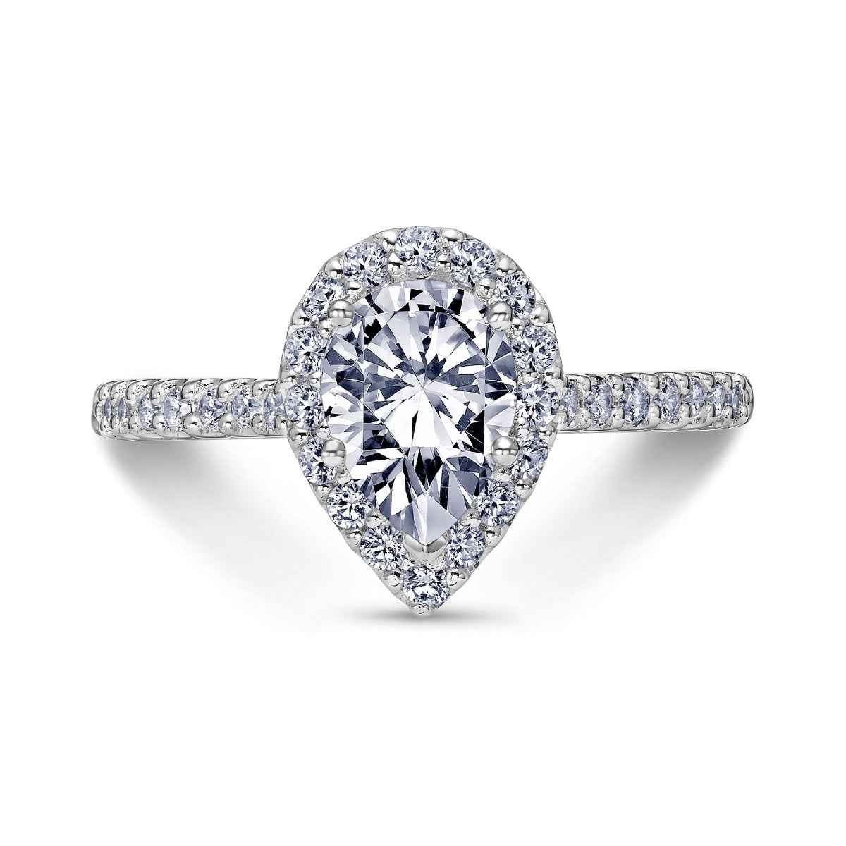 Scott Kay Luminaire 1/2 ct. tw. Pear-Shaped Diamond Halo Semi-Mount Engagement Ring in 14K White Gold front view