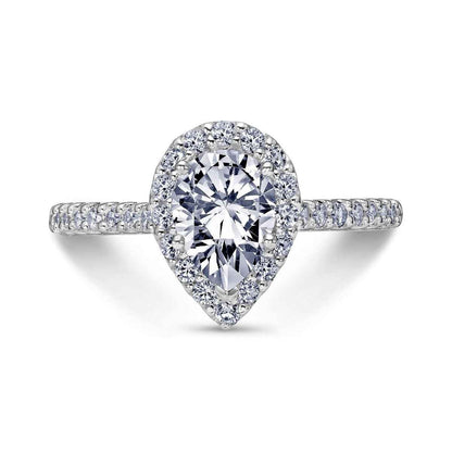 Scott Kay Luminaire 1/2 ct. tw. Pear-Shaped Diamond Halo Semi-Mount Engagement Ring in 14K White Gold front view