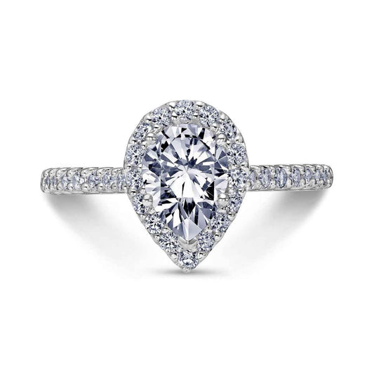 Scott Kay Luminaire 1/2 ct. tw. Pear-Shaped Diamond Halo Semi-Mount Engagement Ring in 14K White Gold front view