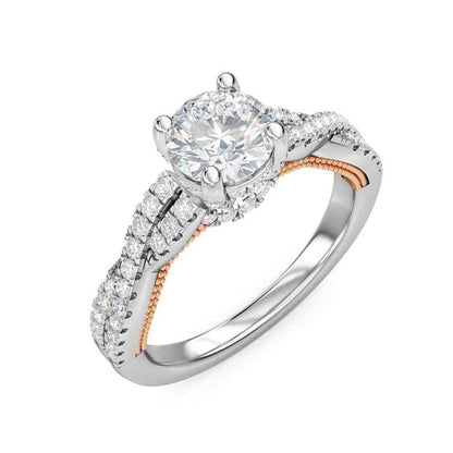 Designed With Love 3/8 ct. tw. Diamond Semi-Mount Engagement Ring with Twist Band in 14K White & Pink Gold front view