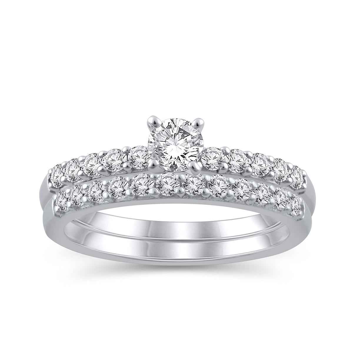 Natural 1/2 ct. tw. Round Brilliant Diamond Wedding Set in 10K White Gold