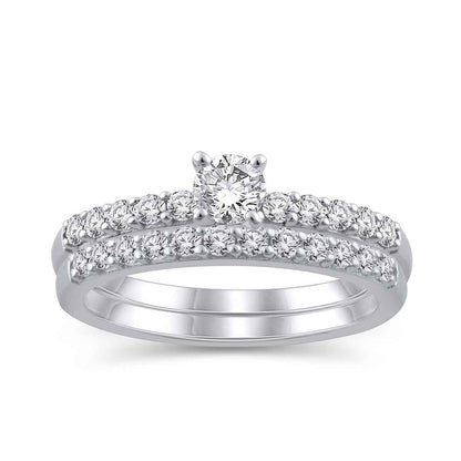 Natural 1/2 ct. tw. Round Brilliant Diamond Wedding Set in 10K White Gold