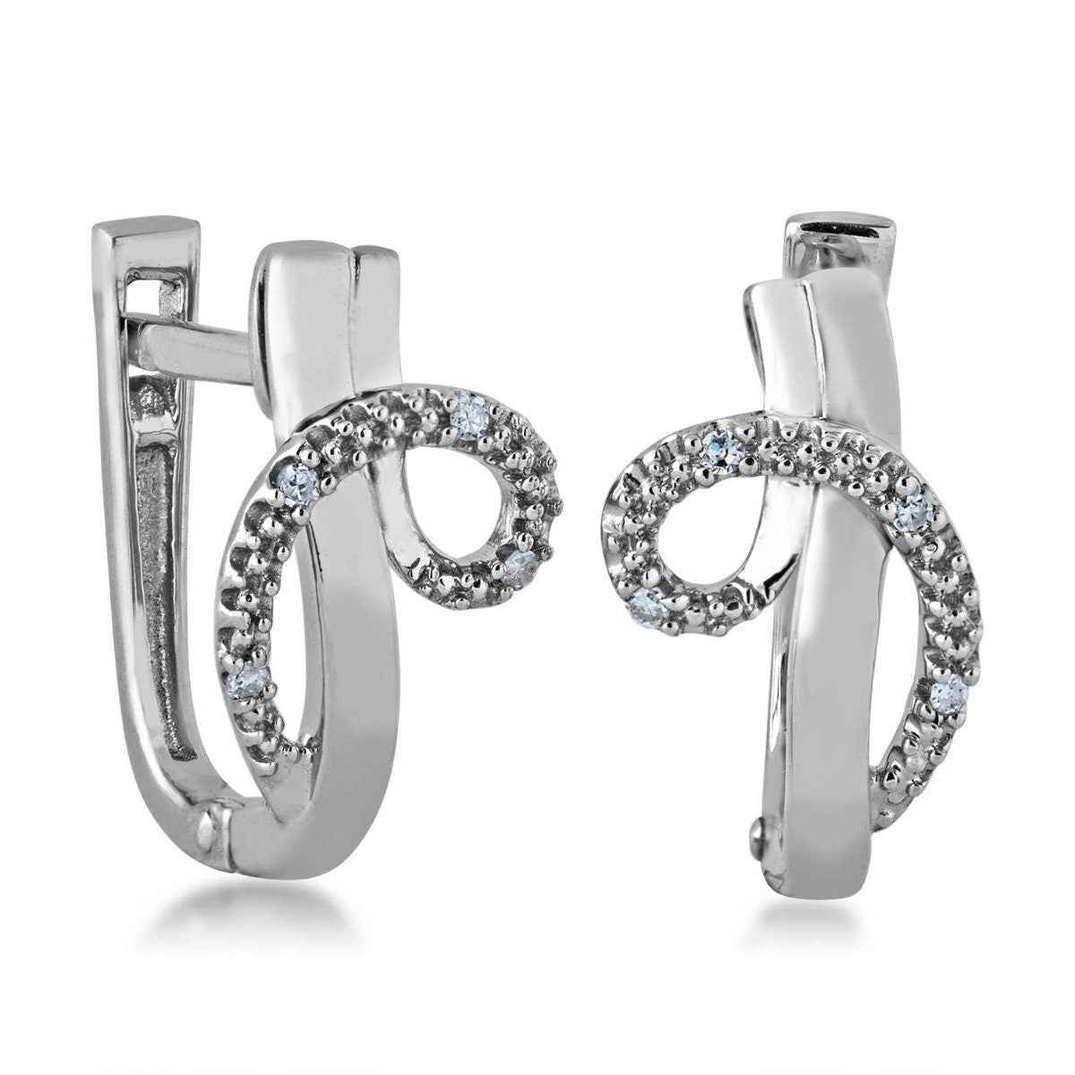 Diamond Hoop Earrings in 10K White Gold