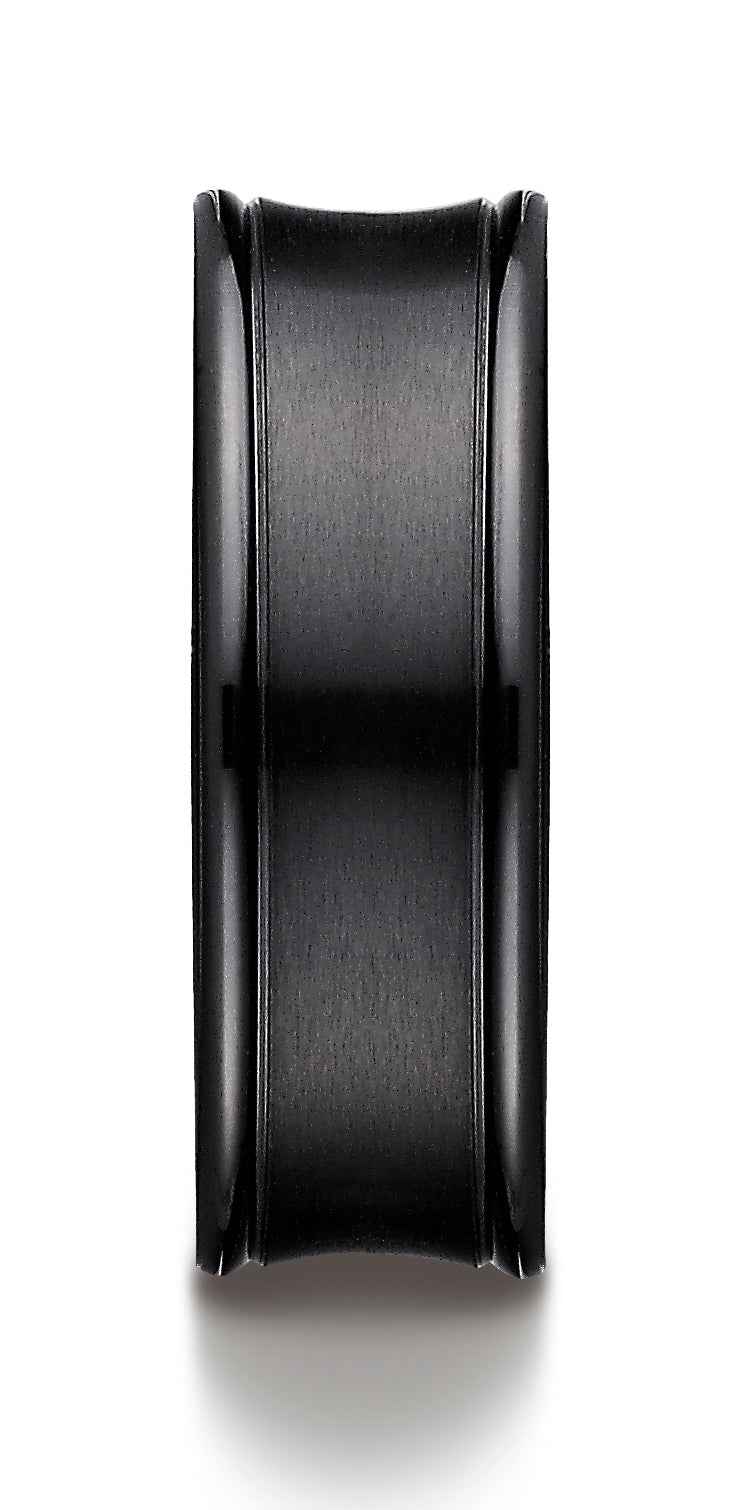 BENCHMARK Mens 7.5MM Black Titanium Wedding Band front view (2)