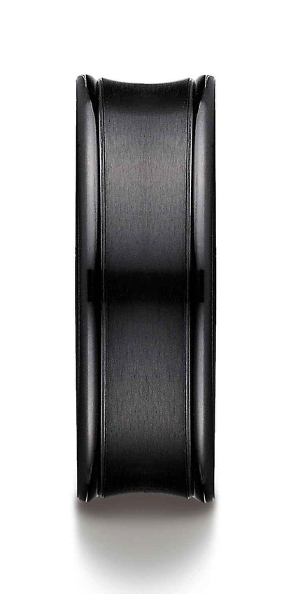 BENCHMARK Mens 7.5MM Black Titanium Wedding Band front view (2)