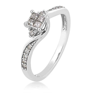 GOLD TAG I Promise 1/4 ct. tw. Princess Cut Quad Diamond Promise Ring in 10K White Gold - RE3342B6610W-10W