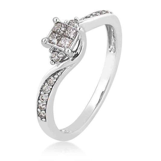 I Promise 1/4 ct. tw. Princess Cut Quad Diamond Promise Ring in 10K White Gold
