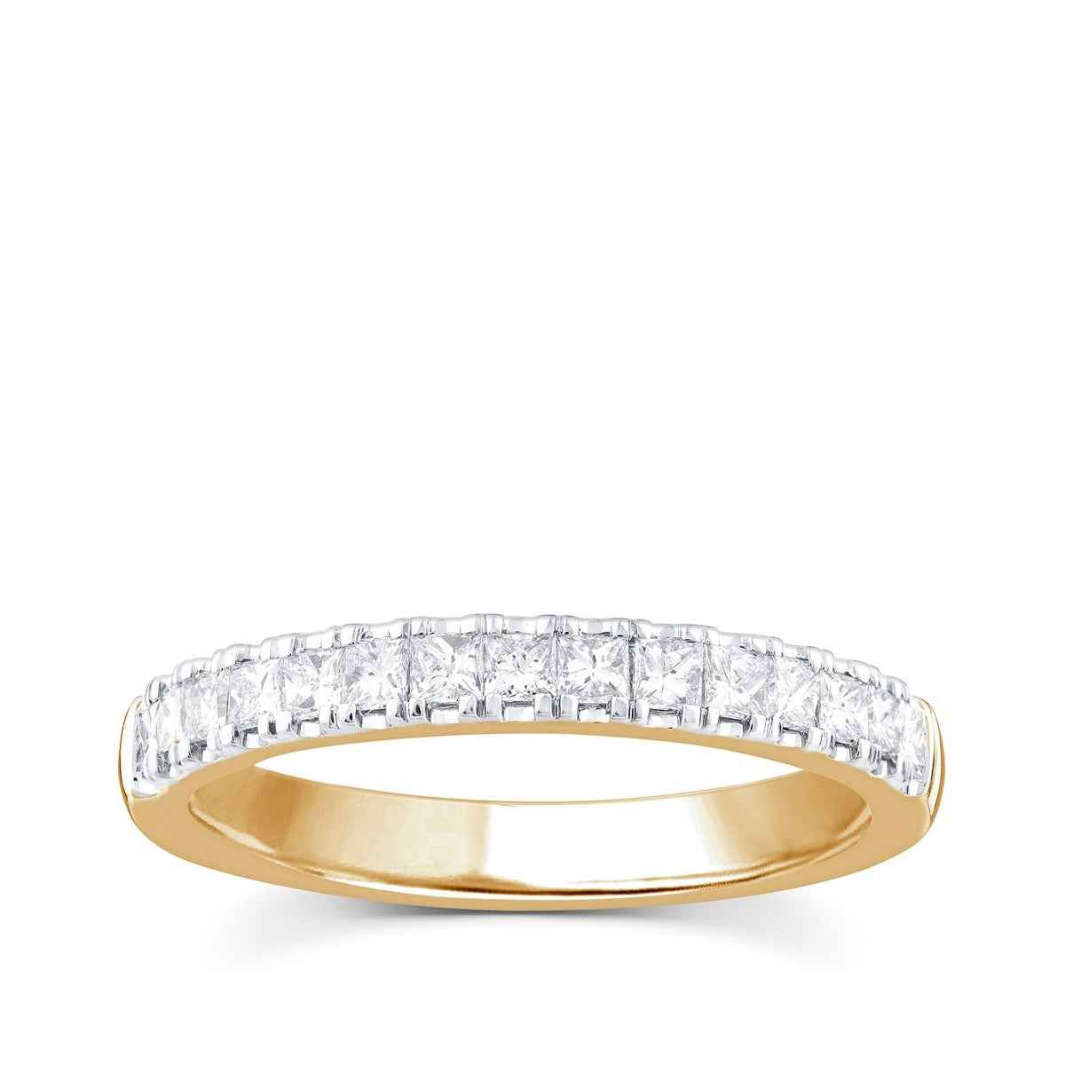 1/2 ct. tw. Princess Cut Machine Set Anniversary Band in 14K Yellow Gold