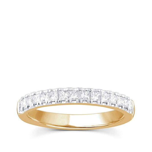 1/2 ct. tw. Princess Cut Machine Set Anniversary Band in 14K Yellow Gold