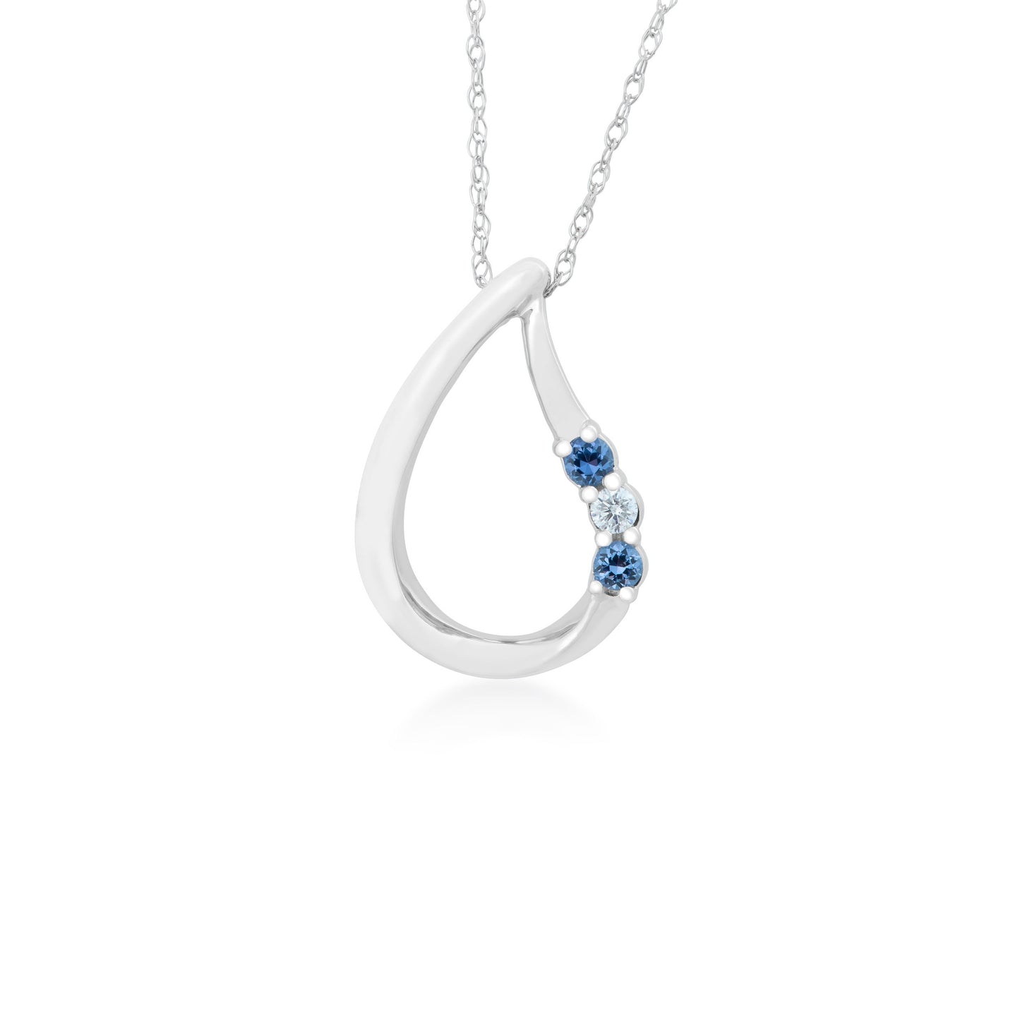 Yogo Round Sapphires and 3/8 ct. tw. Diamond Necklace in 10K white gold