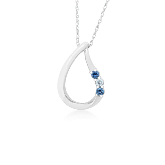 Yogo Round Sapphires and 3/8 ct. tw. Diamond Necklace in 10K white gold
