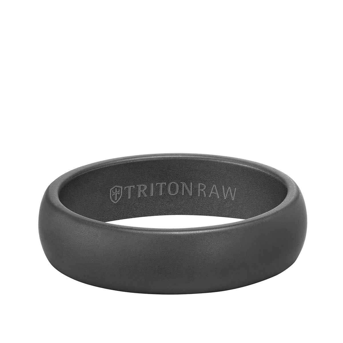 Triton Men's 6mm Tungsten Raw Step Edge Wedding Ring With Sandblast Finish and Black Interior