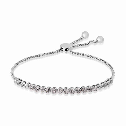 1/4 ct. tw. Round Mini Cluster Diamond Bolo Bracelet in Sterling Silver
