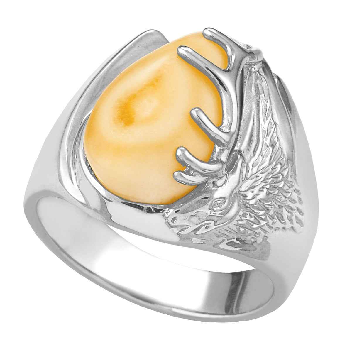 Men's Elk Ivory Ring in Sterling Silver - Big Horn
