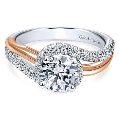 Gabriel & Co. 1/4 ct. Diamond Semi-Mount Engagement Ring with Wraparound Split Band in 14K White and Pink Gold