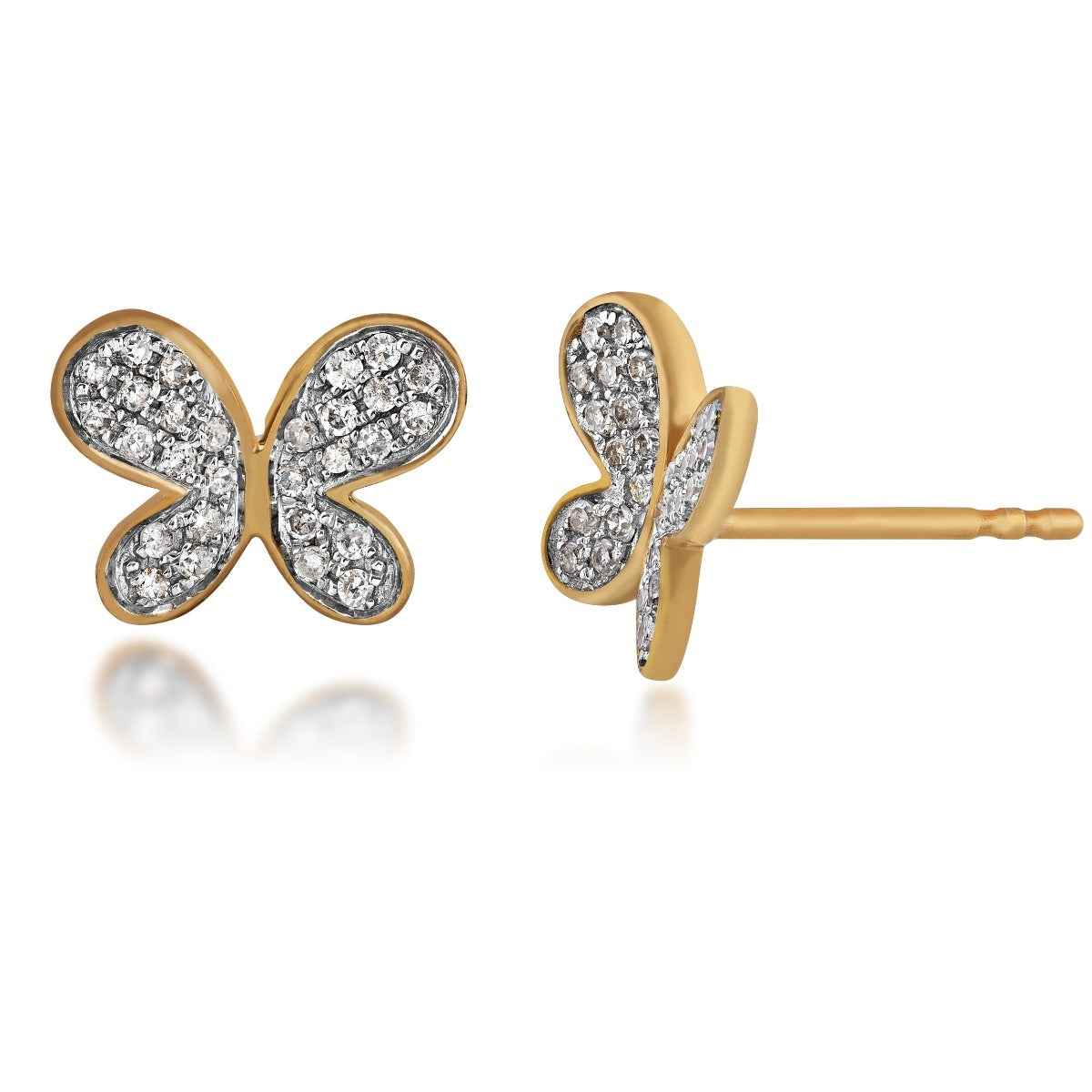 1/5 ct. tw. Diamond Pave Butterfly Fashion Earrings in 10K Yellow Gold