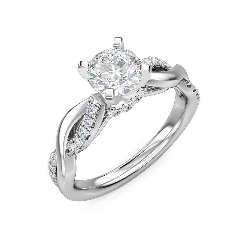 Designed With Love 1/5 ct. tw. Diamond Semi-Mount with Twist Band in 14K White Gold front view