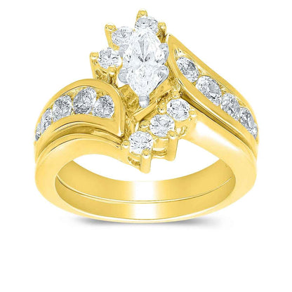 Timeless 2 ct. tw. Marquise Diamond Wedding Set in 14K Yellow Gold