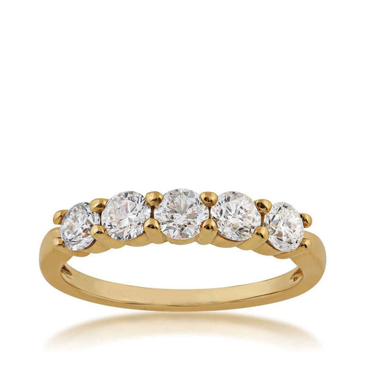 1 ct. tw. Round Diamond 5-Stone Prong Band in 14K Yellow Gold