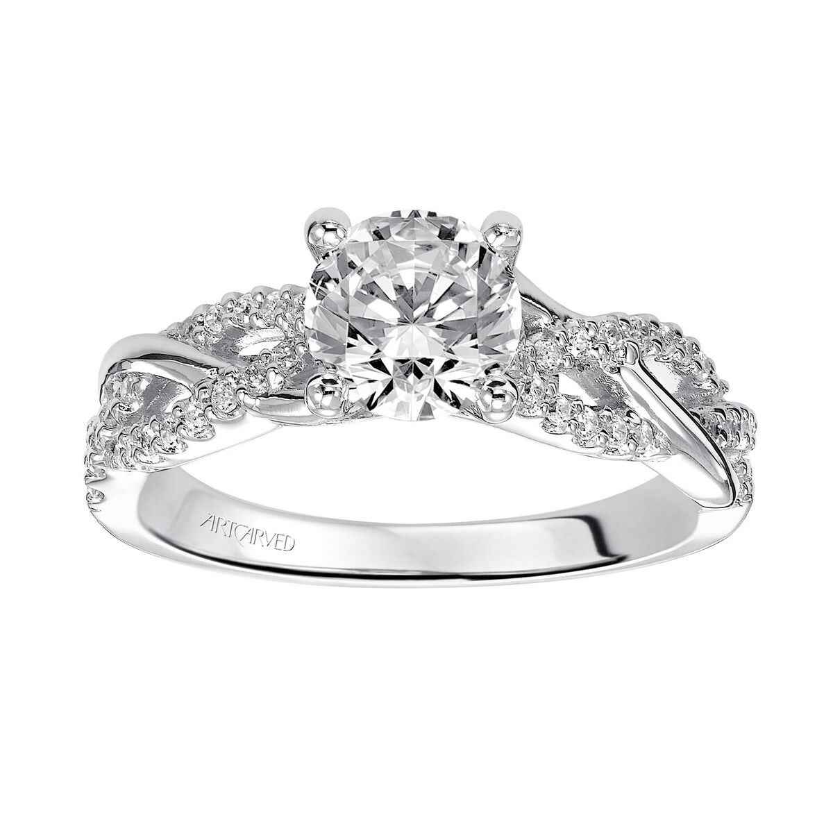 Artcarved Contemporary 1/5 ct. tw. Diamond Braided Semi-Mount Engagement Ring in 14K White Gold side profile