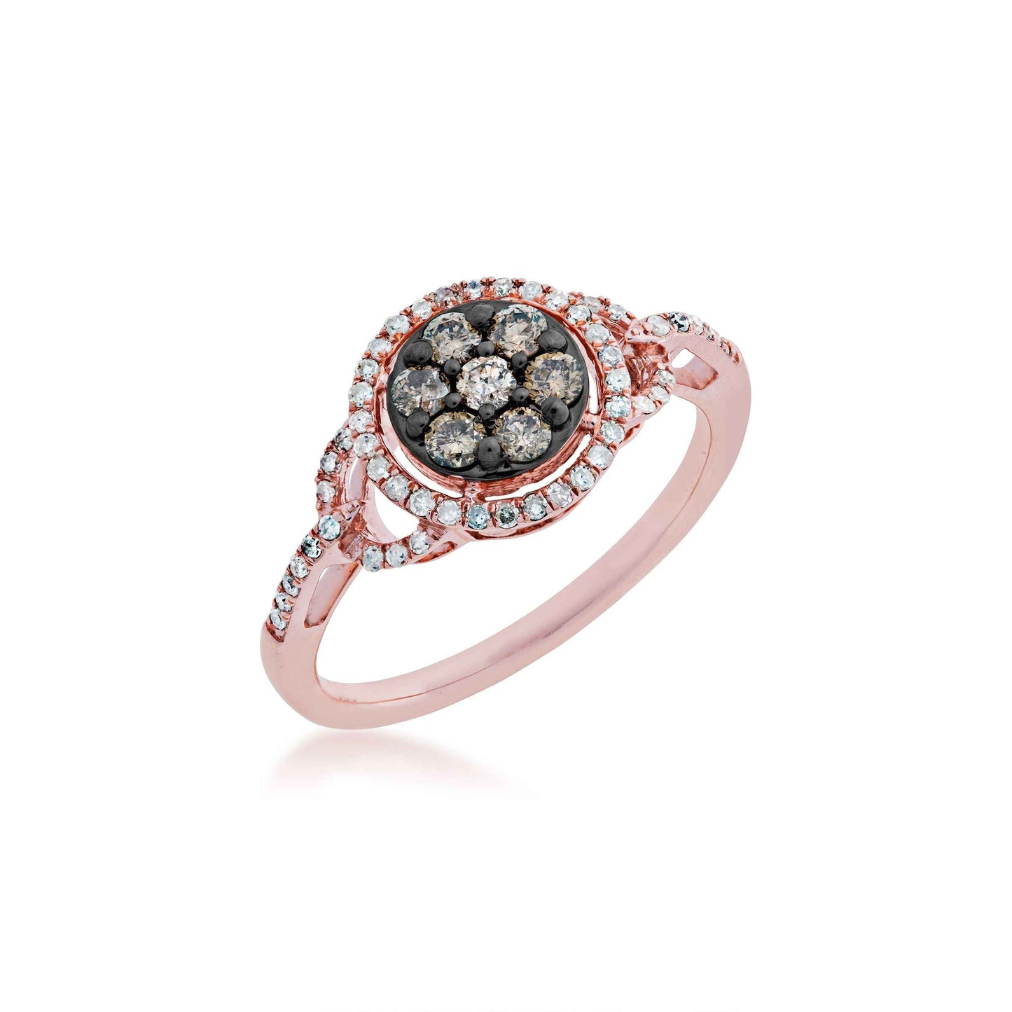 Mocha Collection 1/2 ct. tw. Round Mocha Cluster Fashion Ring with Round Brilliant White Diamond Cut-Out Halo front view