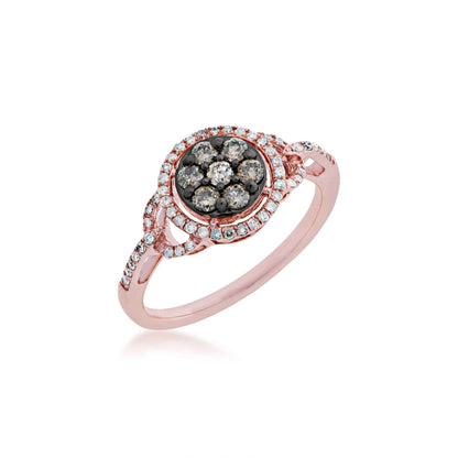 Mocha Collection 1/2 ct. tw. Round Mocha Cluster Fashion Ring with Round Brilliant White Diamond Cut-Out Halo front view