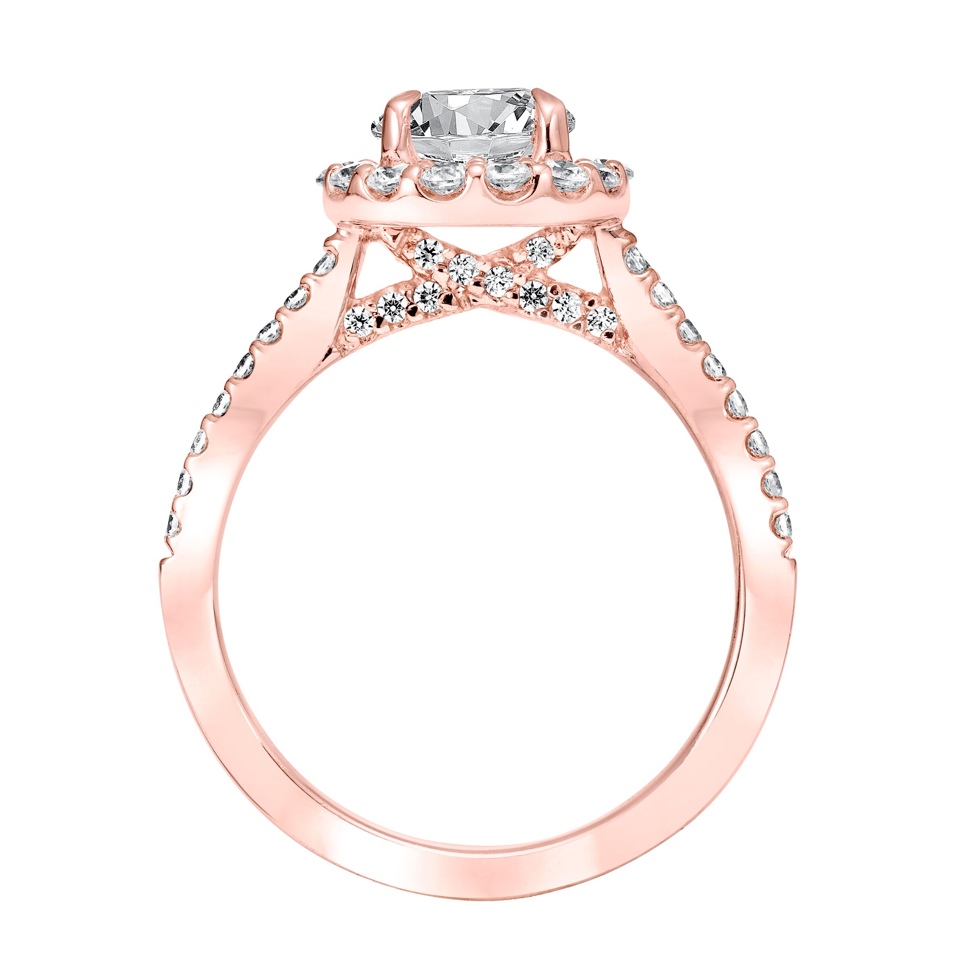 Artcarved Classic 1/2 ct. tw. Diamond Halo Semi-Mount Engagement Ring in 14K Pink Gold front view