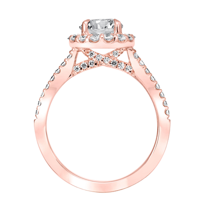 Artcarved Classic 1/2 ct. tw. Diamond Halo Semi-Mount Engagement Ring in 14K Pink Gold front view