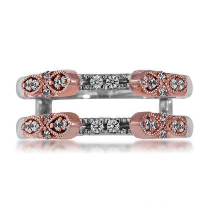 1/4 ct. tw. Diamond Ring Enhancer with Split Shank Center in 14K Pink & White Gold close-up detail
