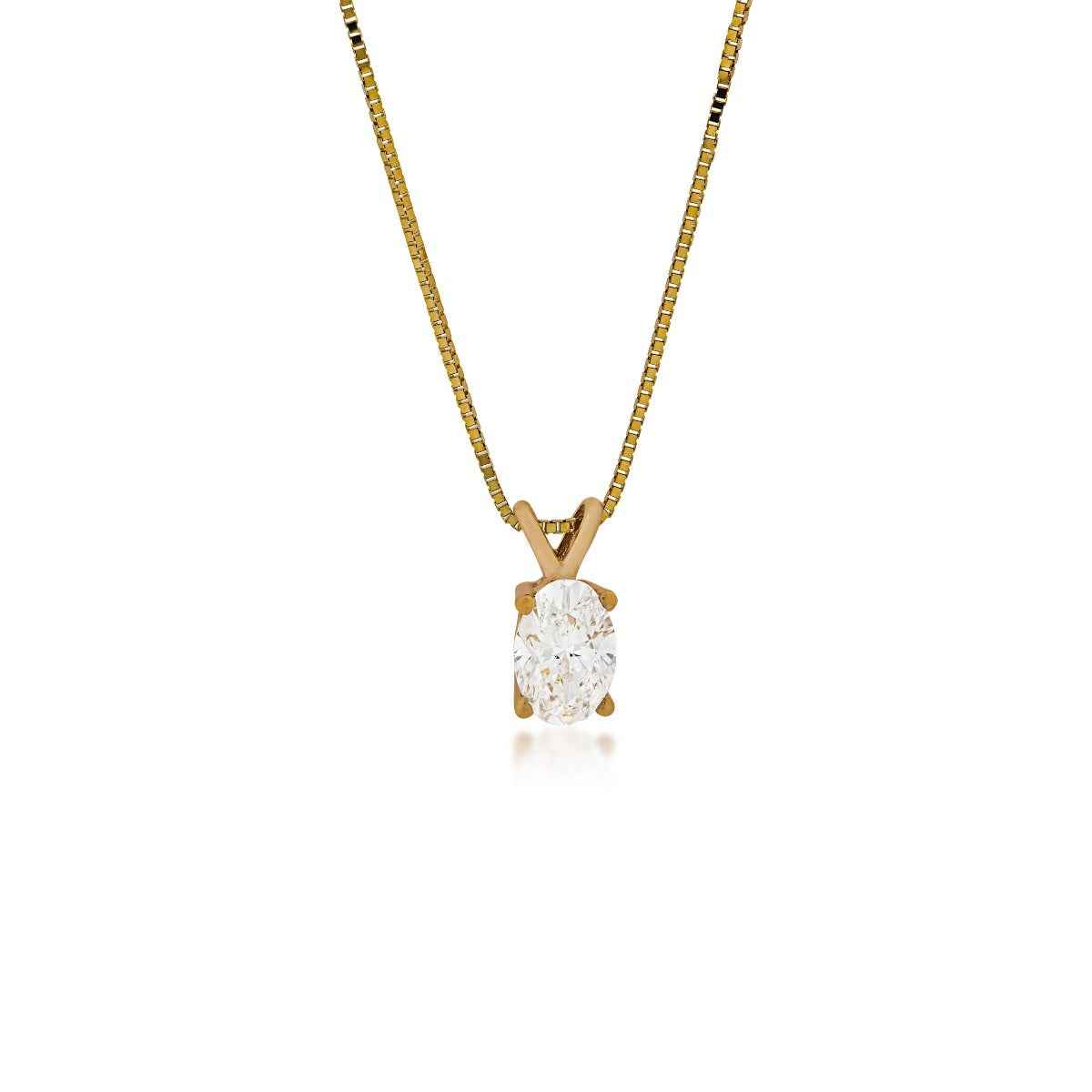 5/8 ct. tw. Oval Diamond Solitaire Pendant in 14K Yellow Gold